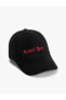 Cap Şapka Slogan Işlemeli Yün Karışımlı