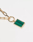 Reclaimed Vintage unisex 2 row necklace with emerald pendant in gold