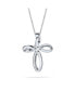 Фото #2 товара Bling Jewelry ribbon Twist Open Religious Infinity Cross Pendant Necklace For Women Teens Pave CZ Cubic Zirconia .925 Sterling Silver 1.25 Inch