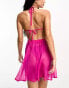 ASOS DESIGN sheer mini beach dress with cut out in pink