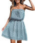 Women's Light Blue Cotton Eyelet Mini Tube Beach Dress