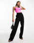 NaaNaa satin cowl neck crop top with tie back in bright pink