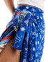 Фото #4 товара Never Fully Dressed Jaspre wrap midaxi skirt co-ord in blue bandana print