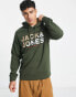 Фото #1 товара Jack & Jones logo hoodie in forest green