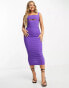 Фото #4 товара Vesper square neck midi dress with underboob cut out in purple