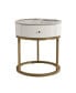 Sintered Stone Round Nightstand with Drawer