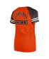 Фото #3 товара Women's Orange Cleveland Browns Throwback Lace-Up Raglan T-Shirt