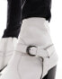 Фото #2 товара ASOS DESIGN heeled boot in white leather with buckle detail