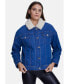 Women's Denim Shearling Jacket, White Wool