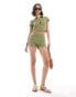 ASOS DESIGN co-ord textured micro shorts in olive Зеленый, 42 - фото #1