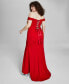 Фото #2 товара Juniors' Off-The-Shoulder Lace-Up Gown, Created for Macy's
