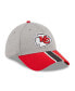 Men's Heather Gray, Red Kansas City Chiefs Striped 39THIRTY Flex Hat
