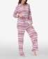 Women's Printed Long Sleeve Notch-Collar Pajama Set, 2 Piece