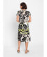 ფოტო #3 პროდუქტის Women's Short Sleeve Abstract Palm Print Dress
