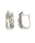 Фото #2 товара Pink Sapphire & Lab-Grown White Sapphire Floral Huggie Hoop Earrings in Sterling Silver by Suzy Levian