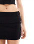 Bershka fold over waistband mini skirt in black Черный, XL - EU 42 - фото #3