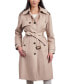 Фото #1 товара Women's Petite Single-Breasted Hooded Belted Trench Coat