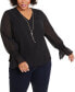 Plus Size Smocked-Sleeve Necklace Top, Created for Macy's