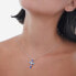 Silver women´s necklace Cross with Harmony crystals A4691-08HG blue, clear, pink, silver - фото #3