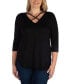 ფოტო #1 პროდუქტის Women's Plus Size Criss Cross Detail Tunic Top