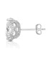 Sterling Silver White Gold Plated Round-cut Cubic Zirconia Stone stud Earring