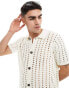 Фото #1 товара ASOS DESIGN knitted pointelle polo in white