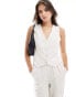 Фото #1 товара YAS linen touch waistcoat co-ord in neutral sand - BEIGE