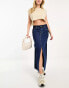 Фото #2 товара River Island patchwork denim maxi skirt in blue