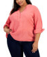 ფოტო #1 პროდუქტის Plus Size Popover Roll Tab Tunic Top