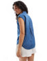 Фото #4 товара JDY short sleeve denim shirt in mid blue