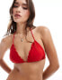 Фото #2 товара Brave Soul frilled edge triangle bikini top in tomato red