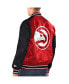 Фото #2 товара Men's Red, Black Atlanta Hawks Renegade Satin Full-Snap Varsity Jacket