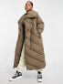 Фото #4 товара ASOS DESIGN waterfall quilted maxi puffer coat in brown - BROWN