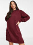 Threadbare Tall Quinn hoodie mini dress in deep wine