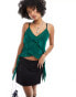 ONLY sheer frill cami top in emerald green