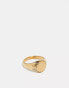 Фото #1 товара ASOS DESIGN waterproof stainless steel signet ring with outer design in gold tone