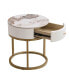 Sintered Stone Round Nightstand with Drawer