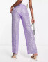 Фото #4 товара ASOS DESIGN straight sequin ankle grazer trousers in purple