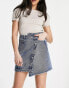 Urban Revivo asymmetric denim mini skirt in blue BLAU, S - EU 36 - фото #1