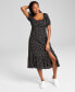 Фото #2 товара Women's Printed Puff-Sleeve Midi Dress, XXS-4X