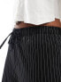 Stradivarius Petite tailored pull on trouser in black pinstripe