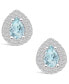 ფოტო #3 პროდუქტის Aquamarine (1-1/5 ct. t.w.) and Diamond (5/8 ct. t.w.) Halo Stud Earrings in 14K White Gold