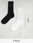 Фото #1 товара Polo Ralph Lauren 3 pack crew socks with logo in white grey black