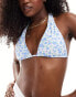 Daisy Street halter neck bikini top co-ord in blue ditsy print