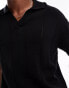 Bershka textured knitted polo shirt in black