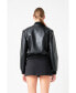 Women's Short Pu Leather Bomber Jacket