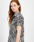 Women's Cotton Floral-Print Short-Sleeve Shirt