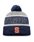 Фото #1 товара Men's Navy, Heather Gray Syracuse Orange Cuffed Knit Hat with Pom