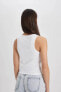 Kadın Kolsuz T-shirt Beyaz A1665ax/wt32