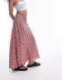 Topshop laundered cutabout midi skirt in multi pink stripe